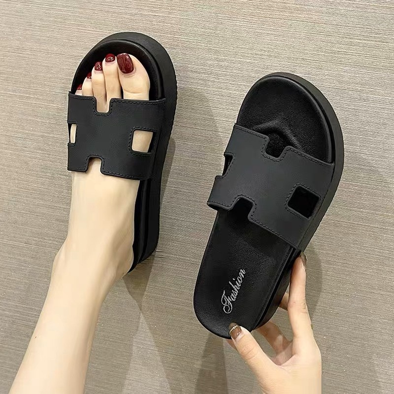 Dép bánh mỳ đúc nguyên khối cao su chữ H đế cao 5cm