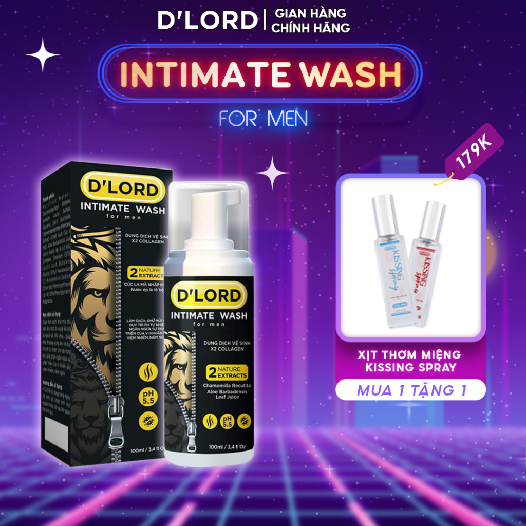 Bọt Vệ Sinh Nam D’LORD BỔ SUNG X2 COLAGEN Hương Nước Hoa Cao Cấp Giúp Làm Sạch, Khử Mùi,...