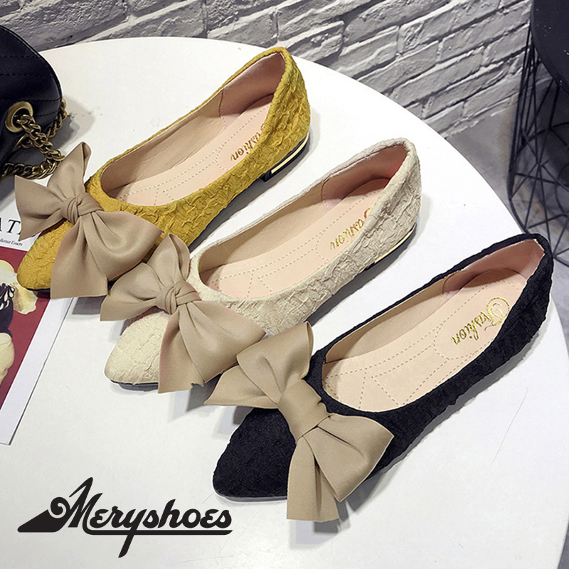 Giày búp bê 💖𝑭𝑹𝑬𝑬𝑺𝑯𝑰𝑷💖 Giày bệt mũi nhọn đế 1,5cm mềm êm chân Hot Trend MBS169 - MERY SHOES