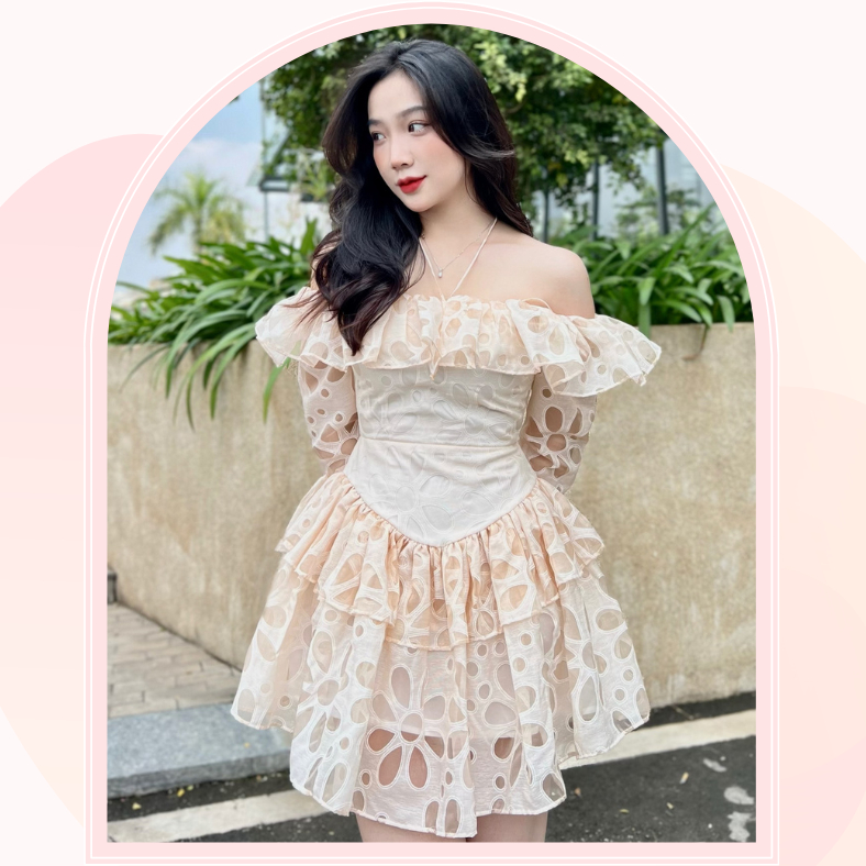 LAURA DRESS - ĐẦM THIẾT KẾ TRỄ VAI SIÊU CHUẨN FORM