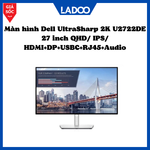 Màn hình Dell UltraSharp 2K U2722DE 27 inch QHD/ IPS/ HDMI+DP+USBC+RJ45+Audio