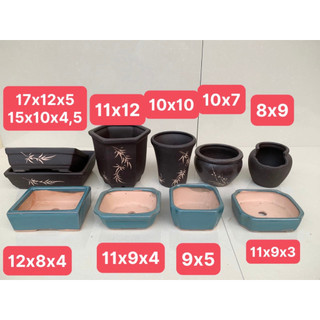 Combo 10 chậu bonsai cây cảnh sen đá mini màu xanh đen SP581