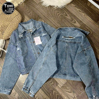 Áo Khoác Jean bụi cao cấp Unisex - Áo Khoác Nữ Jean lửng (J100 - Ảnh thật)