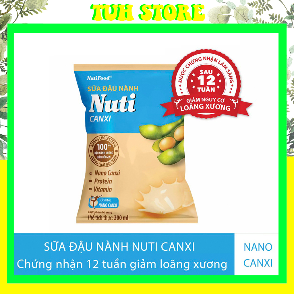 Bịch Sữa Đậu Nành Nuti Canxi Bịch 200ml-TUHStore