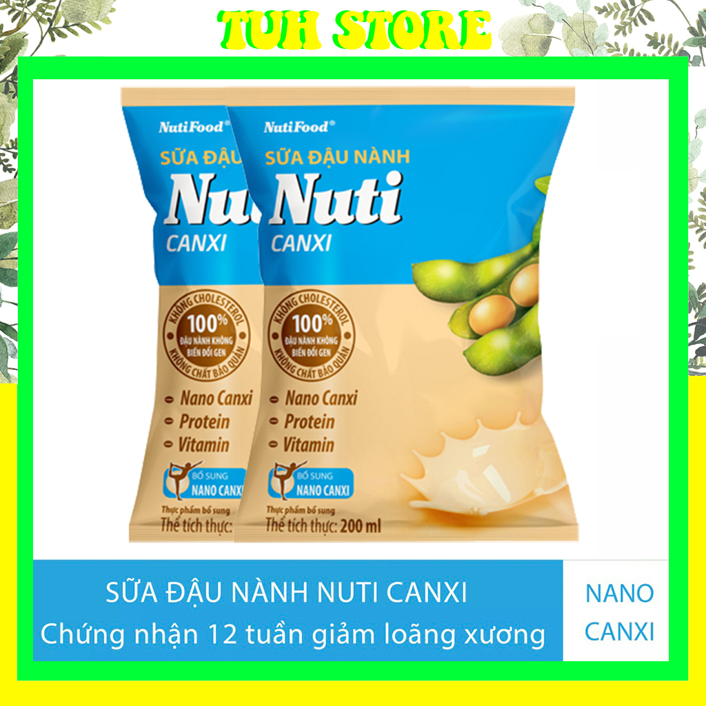 2 Bịch Sữa Đậu Nành Nuti Canxi Bịch 200ml-TUHStore