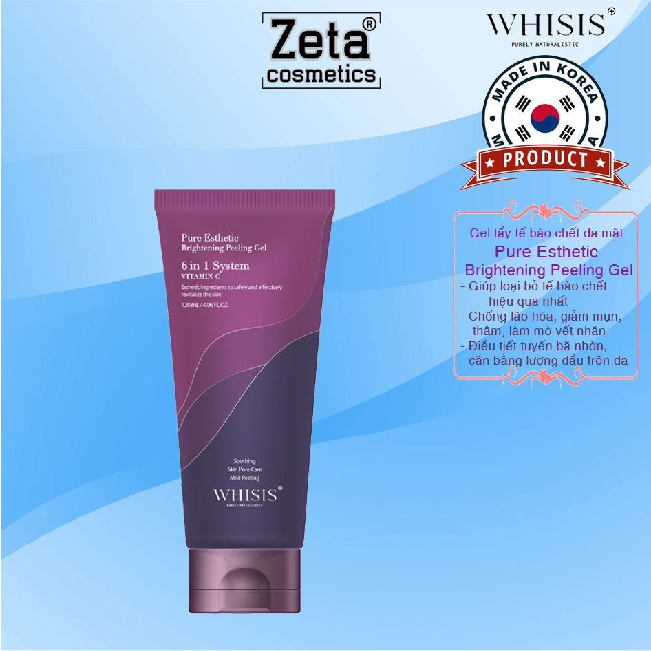Gel tẩy tế bào chết da mặt WHISIS Pure Esthetic Brightening Peeling Gel - Giúp giảm tiết dầu và giảm mụn thâm 120ml