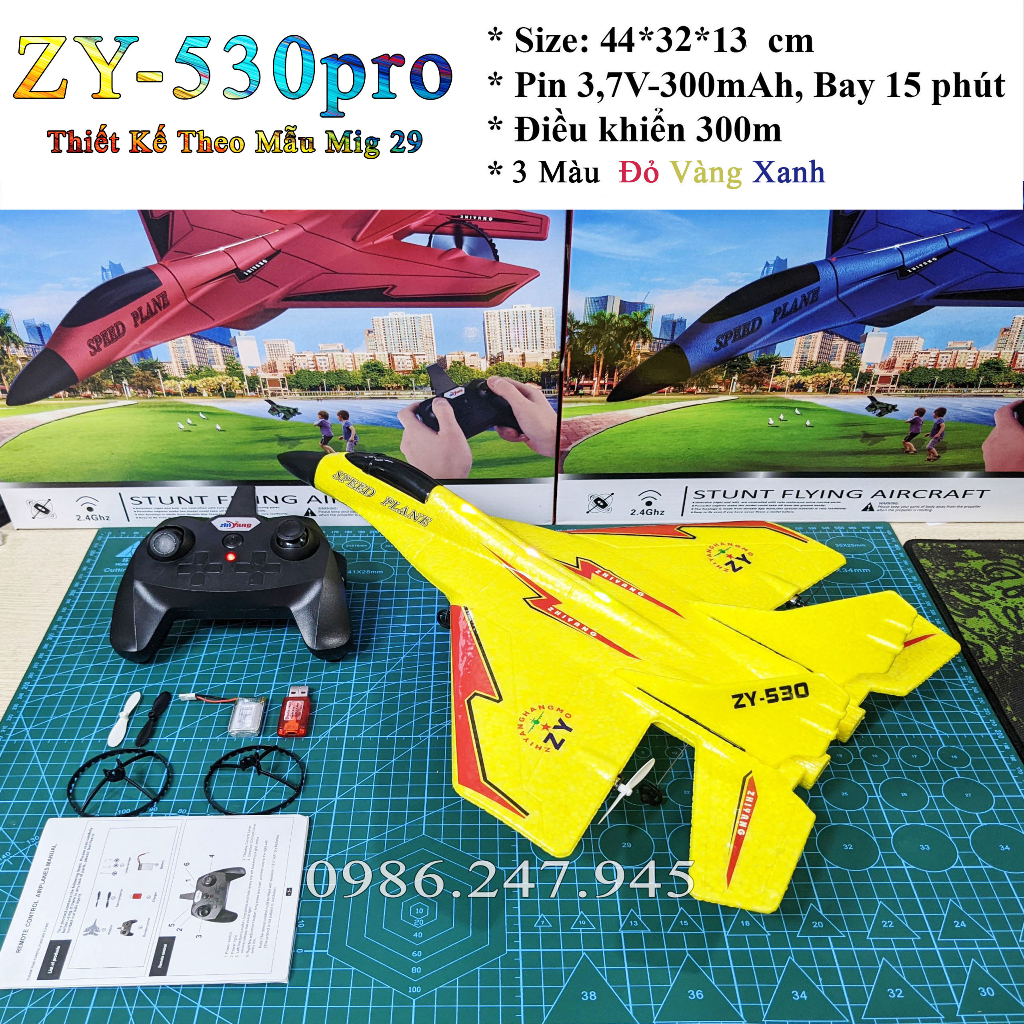 Máy Bay Điều Khiển Từ Xa ZY530. Pin Bay 15-20 phút .Bay xa 300m. Máy bay RC. Đồ chơi Thông Minh. Mô Hình