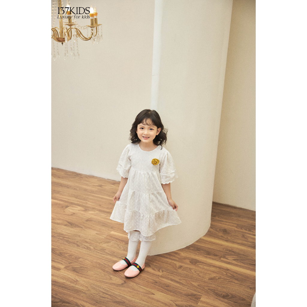 Váy thô trắng 137Kids thiết kế siêu xinh cho bé gái đi chơi, dự tiệc (tặng kèm hoa cài)