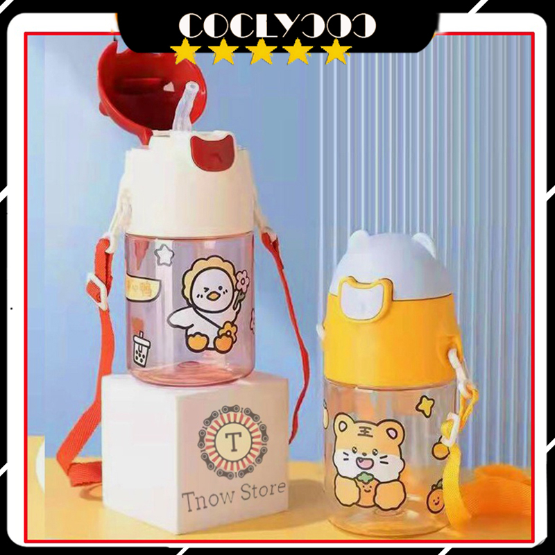 Bình nước trẻ em 💥FREESHIP💥 Bình nước có ống hút kèm dây tặng sticker dán bình siêu đẹp