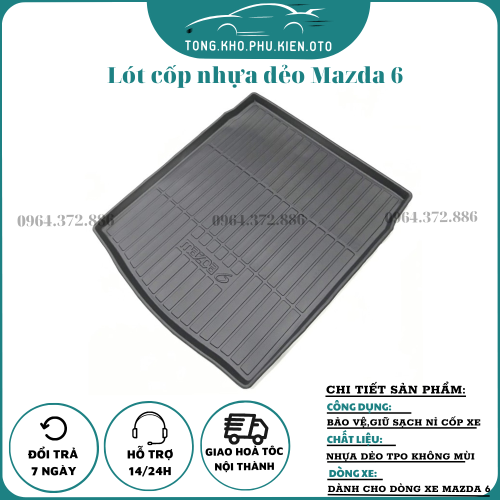 Lót cốp xe Mazda 6 chất liệu TPO nhựa dẻo cao cấp