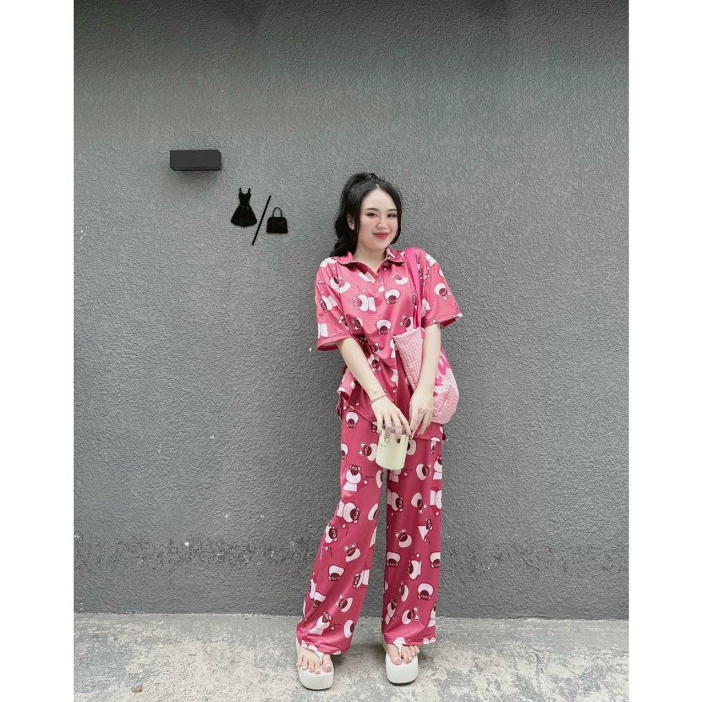 [5.5 Sales Freeship] Set bộ thun cổ bẻ tay ngắn in hoạt hình dễ thương, bộ thun 3d quần dài phối áo from rộng cổ polo