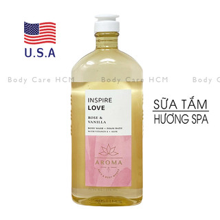 (Hàng Mỹ) Sữa Tắm Tạo bọt Thư Giãn Inspire Love Rose & Vanilla | Home Spa | Bath and Body Works 295ml - Chính hãng Mỹ