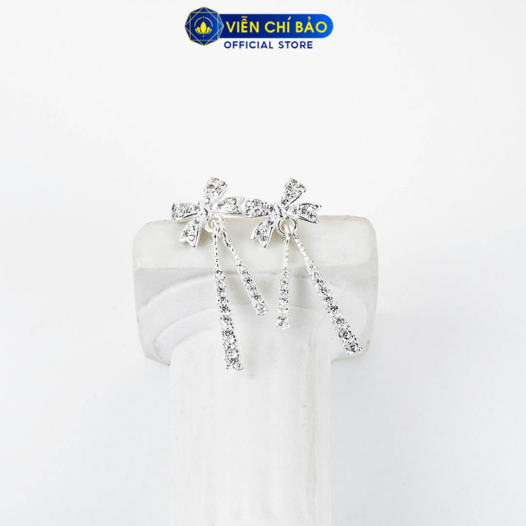 Bông tai bạc nữ nơ tua dài chất liệu bạc 925 thời trang phụ kiện trang sức Viễn Chí Bảo B400358