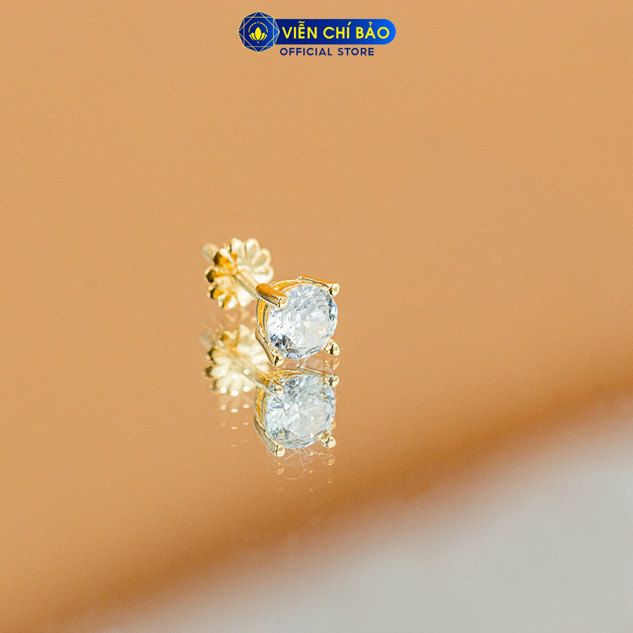 Bông tai nam nạm đá - Bạc xi ( 1 chiếc )vàng thời trang phụ kiện trang sức Viễn Chí Bảo B100156