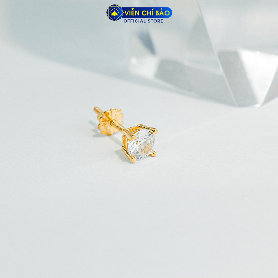 Bông tai nam nạm đá - Bạc xi ( 1 chiếc )vàng thời trang phụ kiện trang sức Viễn Chí Bảo B100156