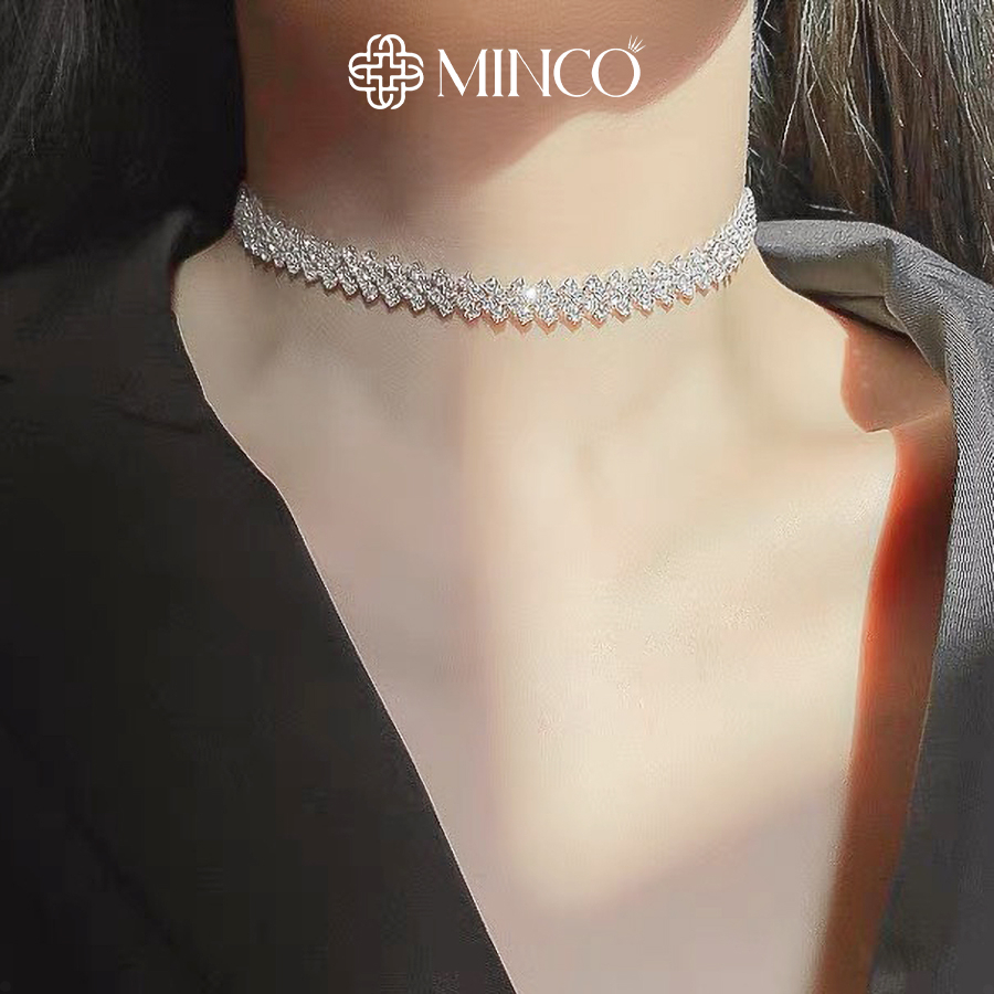 Vòng Cổ choker đính đá Minco Accessories dây chuyền nữ dáng ngắn đi tiệc sang chảnh phụ kiện thời trang hàn quốc CK02