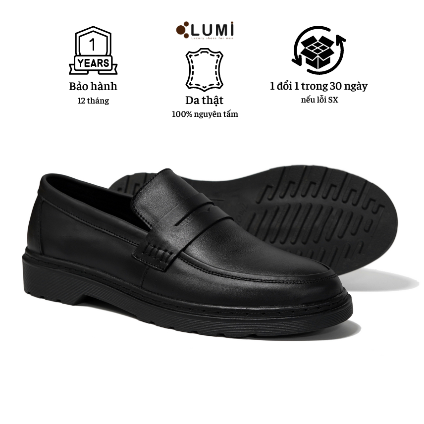 Giày Da Nam Loafer Da Bò, Đế Cao Su Khâu Toàn Bộ Siêu Bền