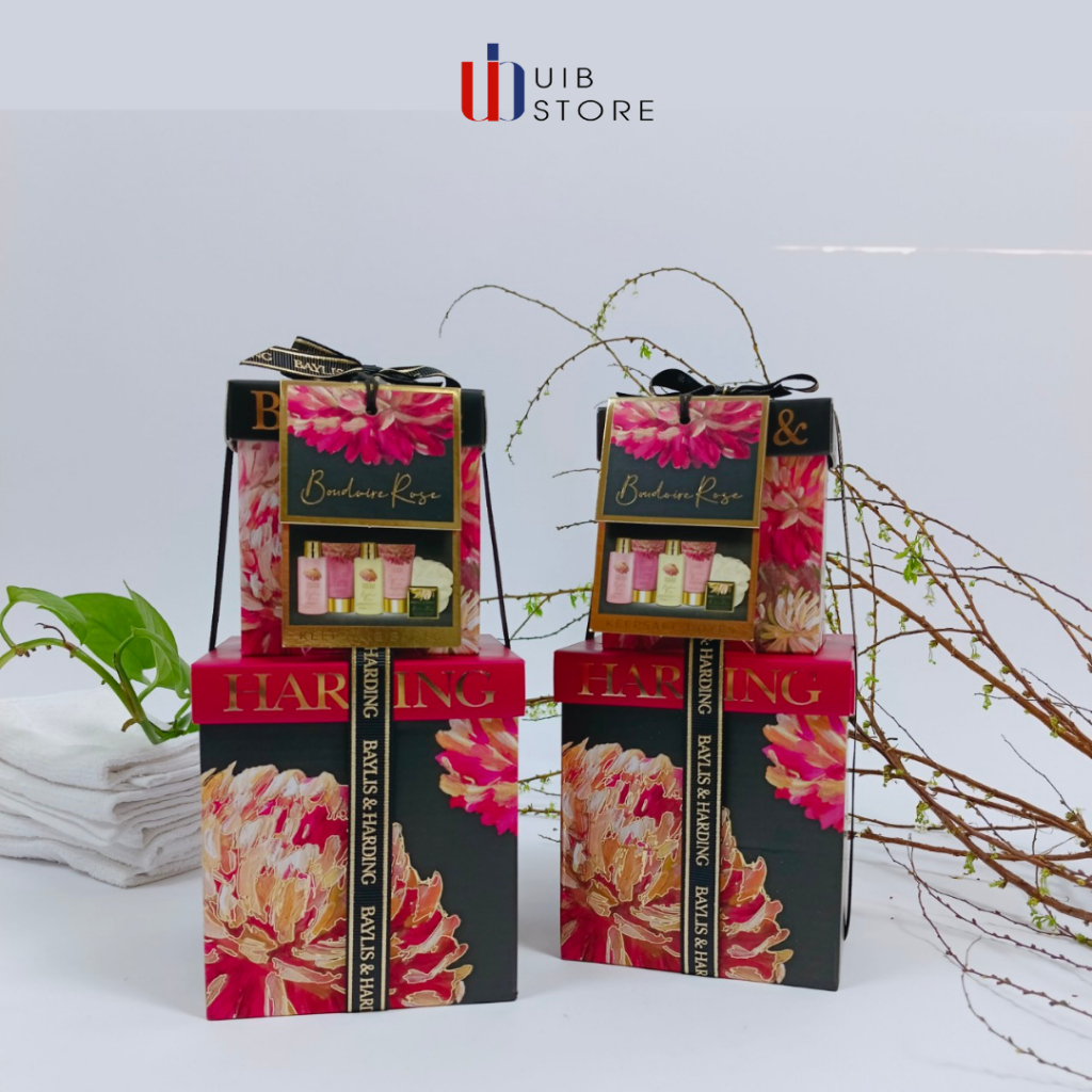 Set quà 6 món trọn bộ dưỡng thể hương hoa hồng, vani và anh túc Baylis & Harding