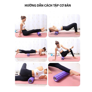[FULL COLOR]Con lăn Yoga Massage Foarm Roller, ống trụ lăn xốp thể thao giãn cơ có gai cao cấp