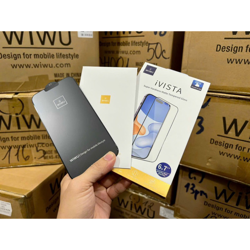 Kính cường lực chống bám vân tay đủ mã Iphone từ X đến 15 pro max hãng WIWU hàng chính hãng