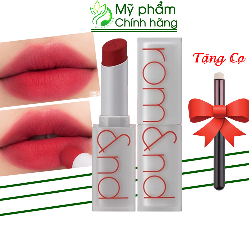 Son Thỏi Romand Zero Matte Lipstick Son Lì Mịn Màu 19 Red Surfer Đỏ hồng Chính Hãng