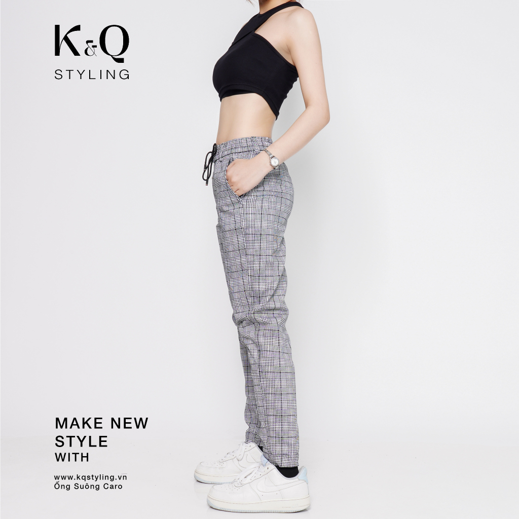 Quần ống suông kaki cotton co giãn KQ STYLING caro cao cấp