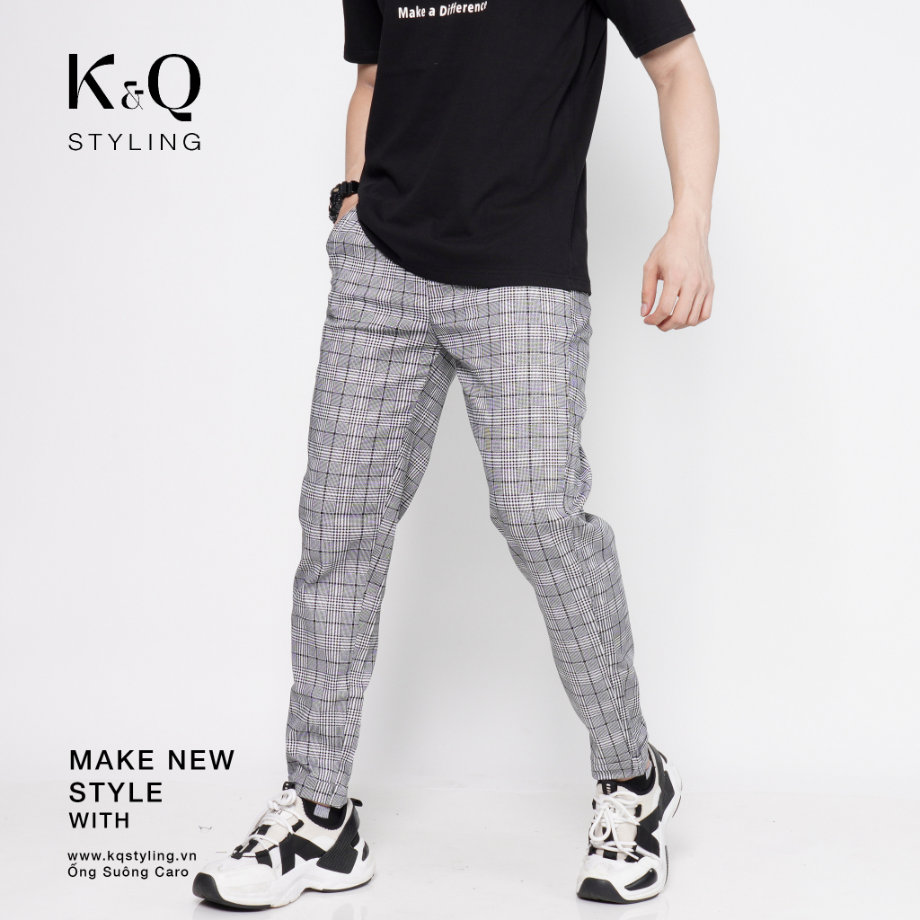 Quần ống suông kaki cotton co giãn KQ STYLING caro cao cấp