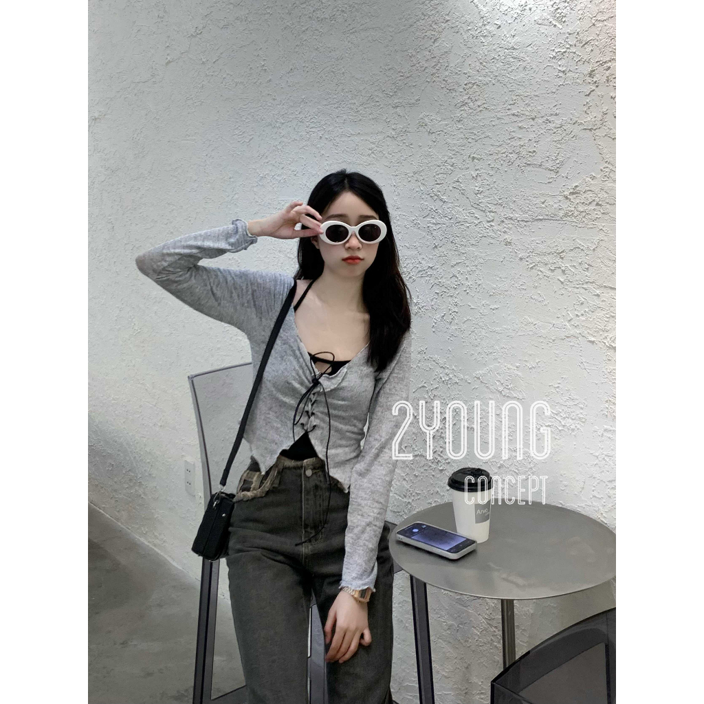 Set áo đan dây [2YOUNG] S409 ( ảnh thật )