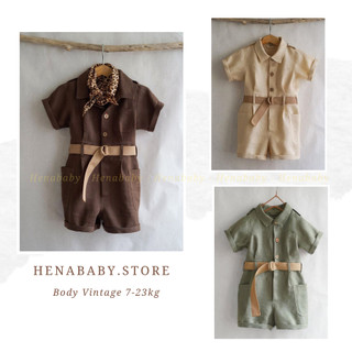 Body liền thân Vintage cho bé trai, bé gái, Body line cao cấp cho bé 7-18kg - Henashop