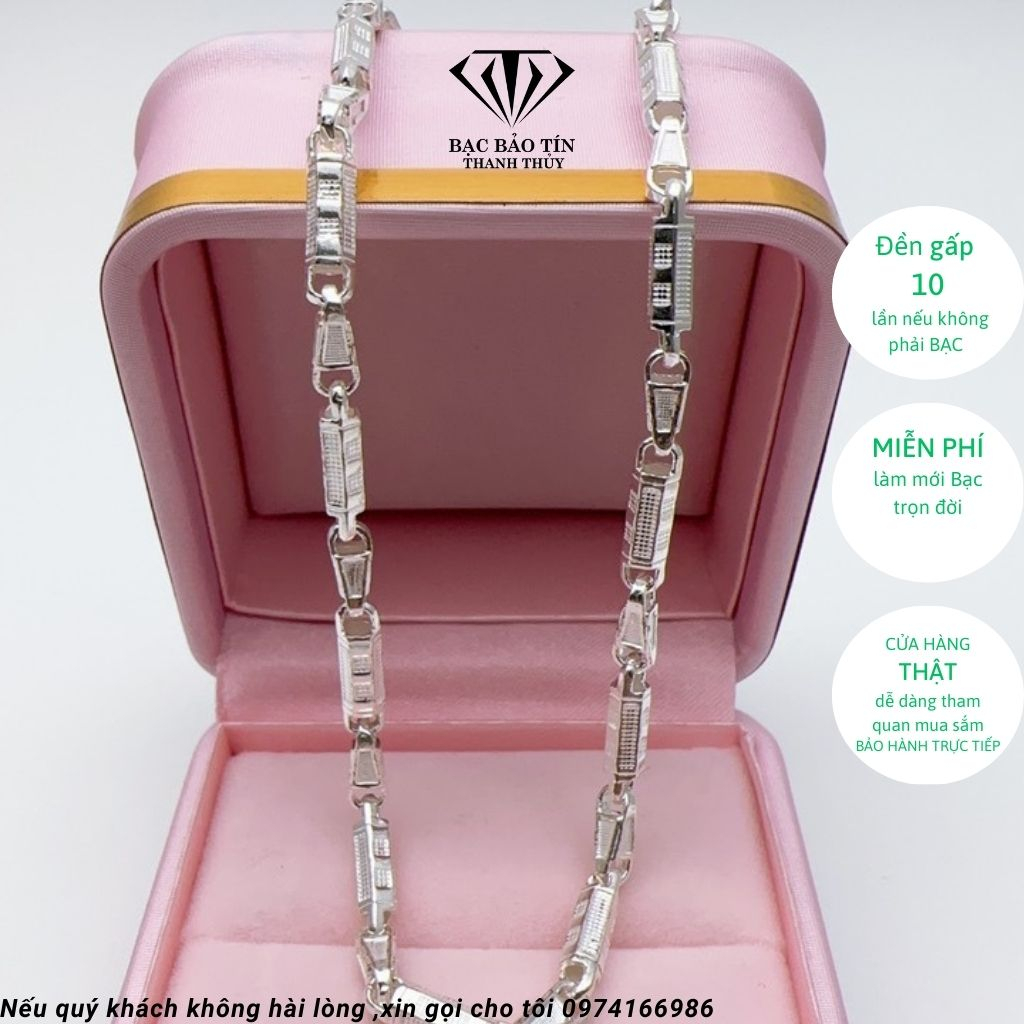Dây chuyền nam bạc ta cao cấp Bạc Bảo tín Thanh Thủy, dài 53cm, trọng lượng 5.186 chỉ