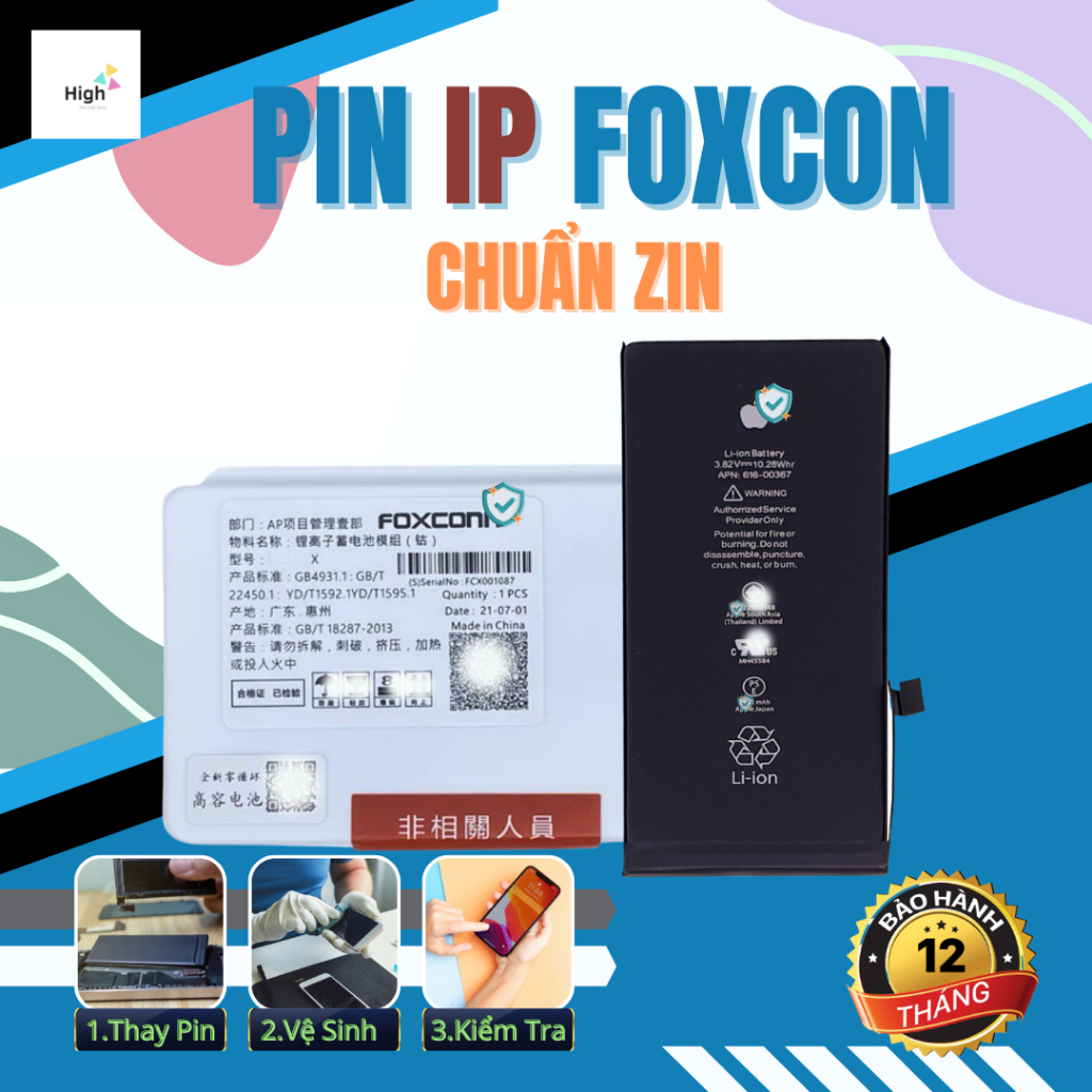 Pin Zin iP 6S/6SP/7/7P/8/8P/X/Xs/XsMax/11/11Pro/11Promax/12/12ProMax dung lượng chuẩn nhà Táo
