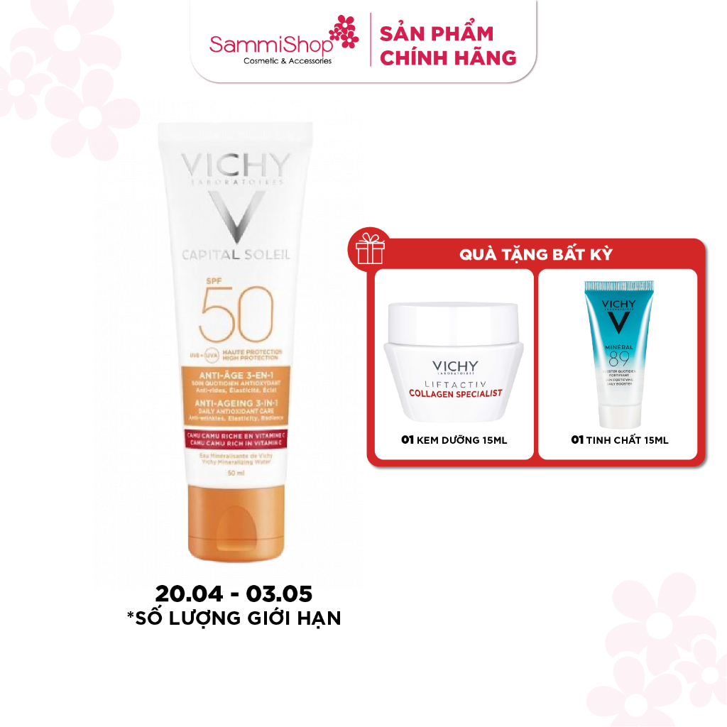 Vichy Kem Chống Nắng Captial Ideal Soleil Anti-Ageing SPF 50 UVB +UVA 50ml