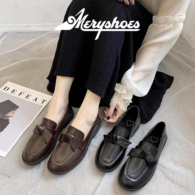 Giày oxford Da Nữ Retro Gót Thấp Da Mềm Phong Cách Anh MPS249 - Mery Shoes
