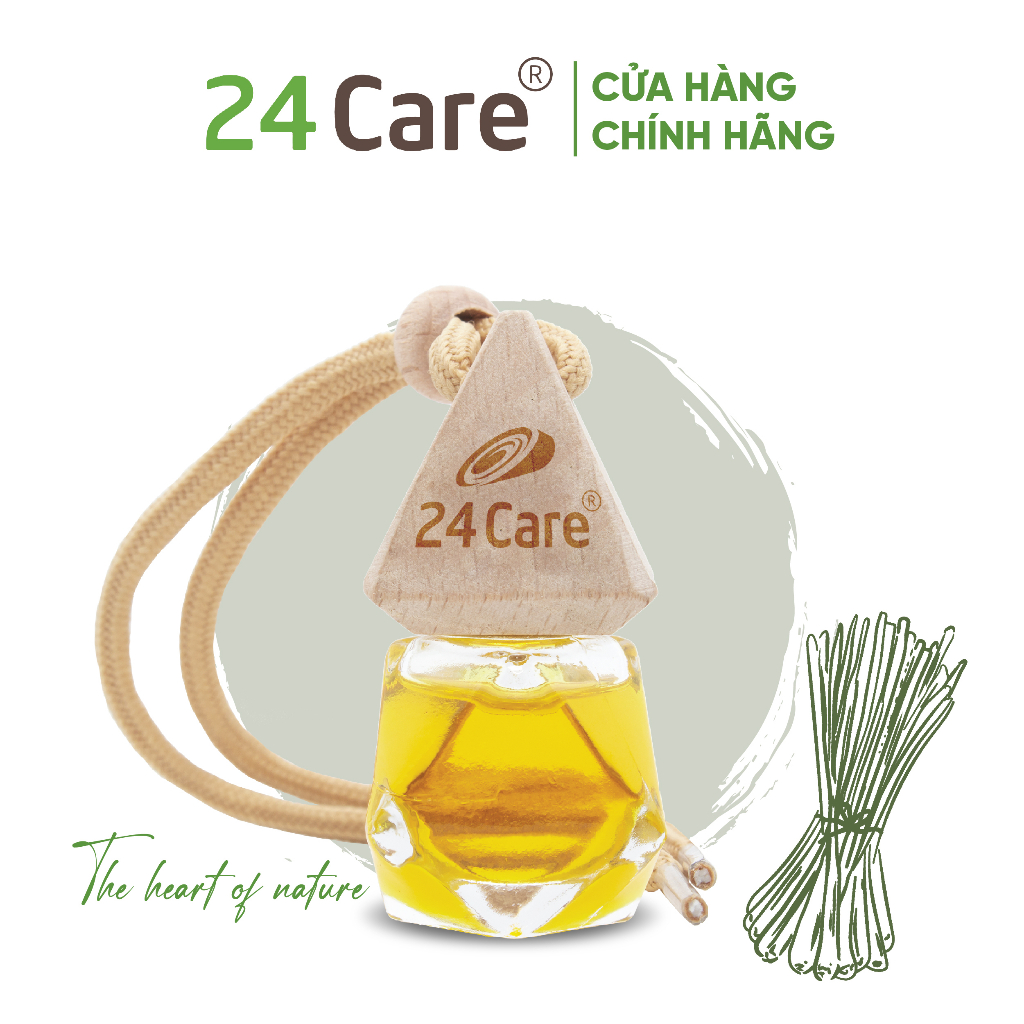 Lọ treo tinh dầu 24care 7ml Sả chanh/Sả Java/Bạc Hà/Cam Ngọt/Quế/Lavender/Ngọc Lan Tây/Hoa Lài/Tràm Trà/Tràm Gió