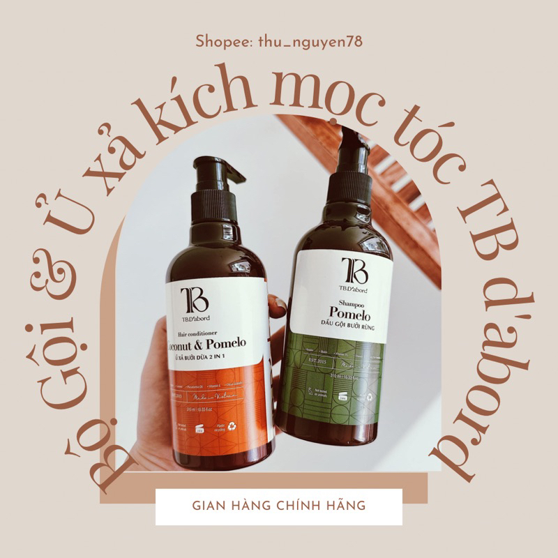 Combo Gội - Gel Ủ xả TB D'abord kích mọc tóc - giảm gàu ngứa phục hồi tóc hư tổn