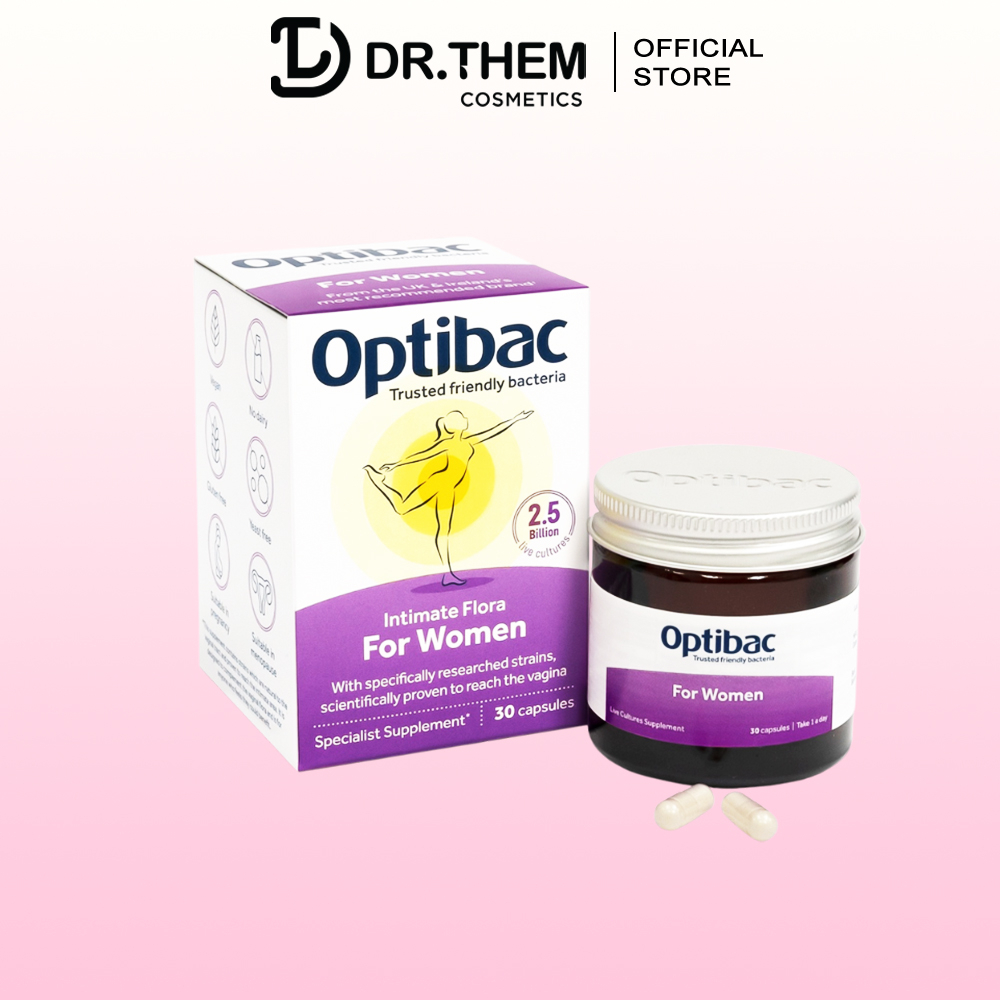 Optibac Tím, Men Vi Sinh Phụ Khoa Optibac For Women Ngăn Ngừa Phụ Khoa, Chăm Sóc Phụ Nữ (Hộp 30 Viên)