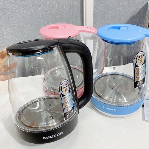 Âm Đun Siêu Tốc Thủy Tinh GUGKDD Cao Cấp Dung Tích 2L Công Suất 1500W Có Đèn LED Và Rơ Le Tự Ngắt An Toàn