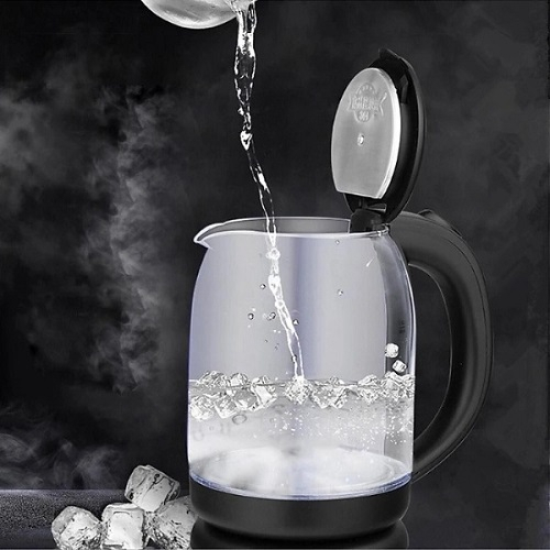 Âm Đun Siêu Tốc Thủy Tinh GUGKDD Cao Cấp Dung Tích 2L Công Suất 1500W Có Đèn LED Và Rơ Le Tự Ngắt An Toàn