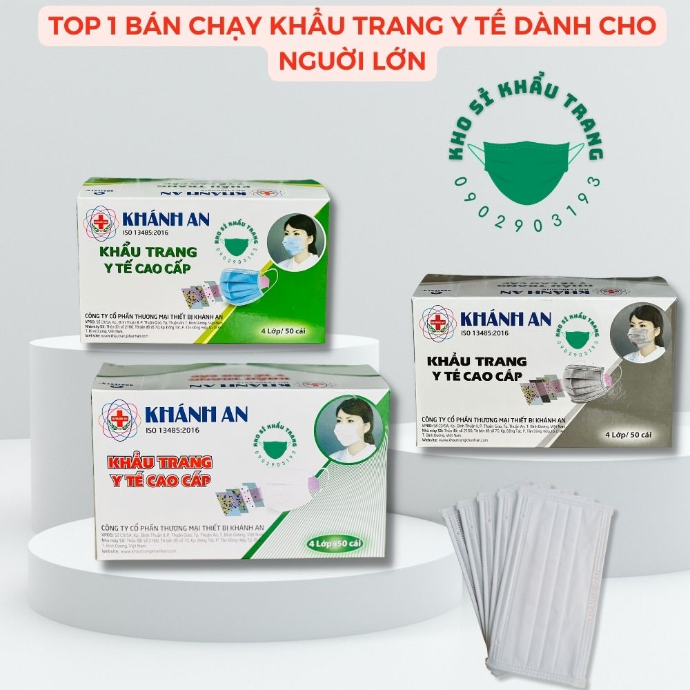 Hộp 50 cái khẩu trang y tế Khánh An 4 lớp kháng khuẩn