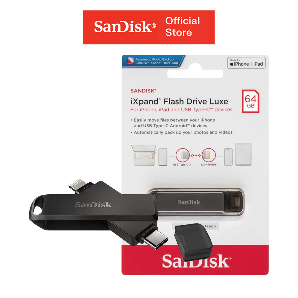 USB Sandisk iXpand Flash Drive Luxe OTG cổng Lightning và USB Type-C 64GB SDIX70N-064G-GN6NN