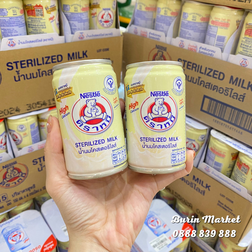 Sữa tươi gấu Nestle Thái Lan dạng lon mẫu mới 150ml cho bé từ 1 tuổi 1 lốc 4 hộp - Burin Market