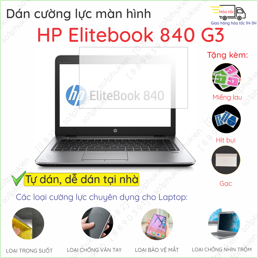 Dán màn hình cường lực laptop HP Elitebook 840 G3/G7/ Elitebook 820 G3 nano dẻo siêu mỏng trong, nhám, chống nhìn trộm