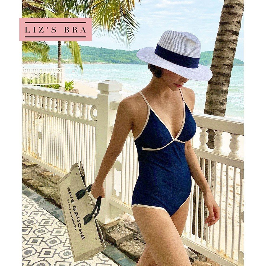 Bikini Liền Thân, Đồ Bơi Đi Biển 1 Mảnh Hai Dây Liz Hở Lưng Phong Cách Hàn Quốc