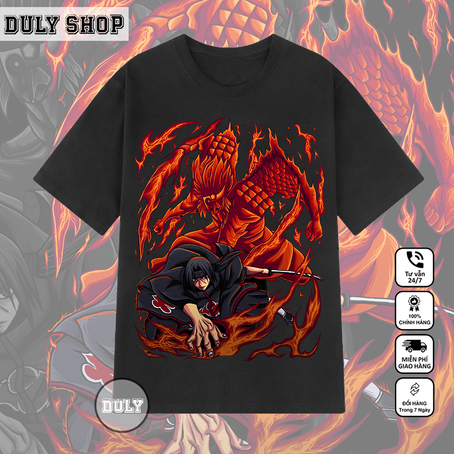 Áo Anime, Áo Naruto in hình Uchiha Itachi mẫu mới đẹp nhất, chất vải cotton co giãn 4 chiều thoáng mát0