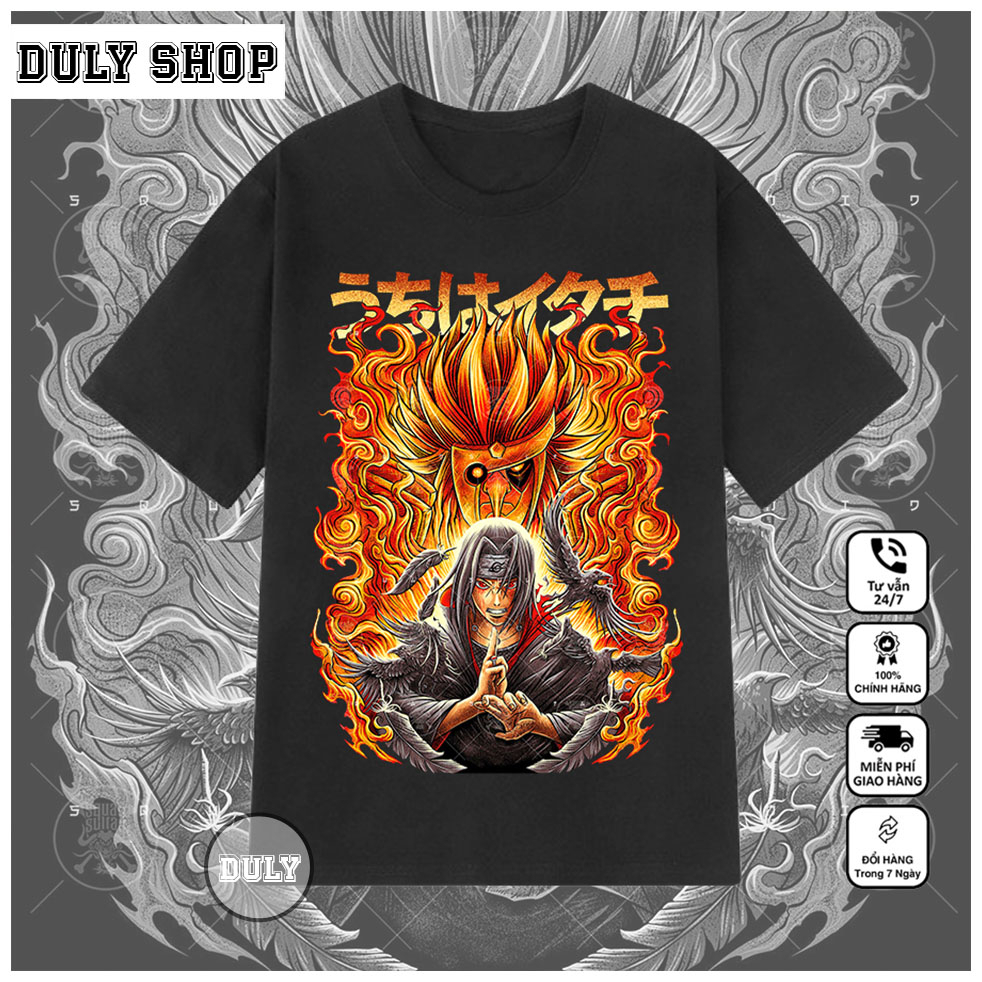 Áo Anime, Áo Naruto in hình Uchiha Itachi mẫu mới đẹp nhất, chất vải cotton co giãn 4 chiều thoáng mát0