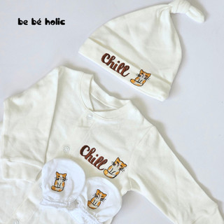 Set bodysuit mũ thóp bao tay thêu tên cho bé