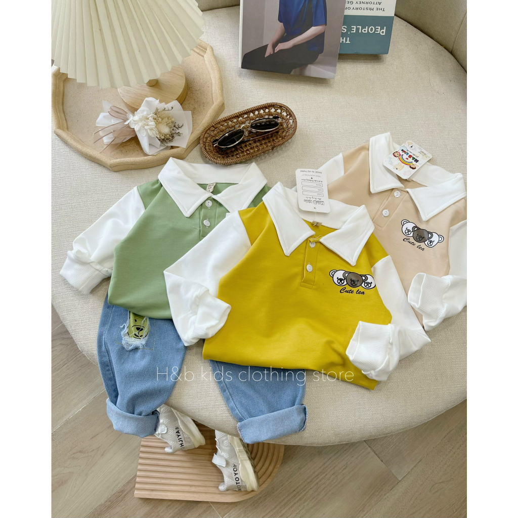 Sét Nỉ Da Cá Phối Tay Kết Hợp Quần Jean Cho Bé Trai Size 1-7 Tuổi BƠ MỠ HOUSE
