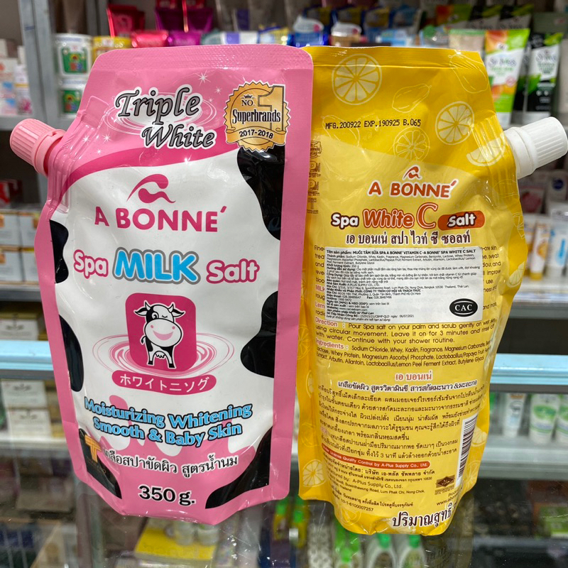 Muối tắm sữa bò tẩy tế bào chết A Bonne Spa Milk Salt Thái Lan 350gr bao bì mới