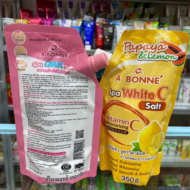Muối tắm sữa bò tẩy tế bào chết A Bonne Spa Milk Salt Thái Lan 350gr bao bì mới