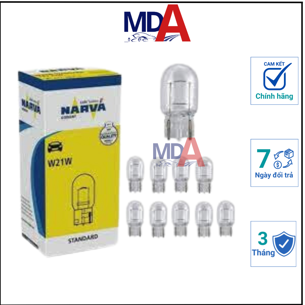 Bóng đèn phanh, xi nhan, lùi chân cắm W21W 12V chính hãng NARVA công nghệ Đức